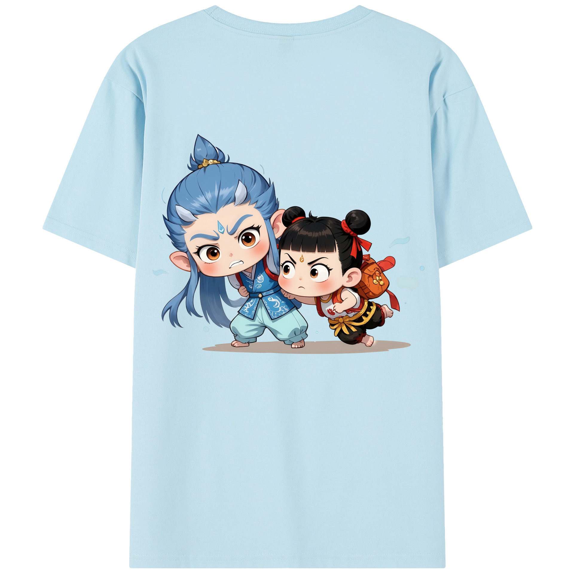 （画像用） Ne Zha 2 ナタ 魔童の大暴れ 綿100％半袖Tシャツ（背面プリント）
